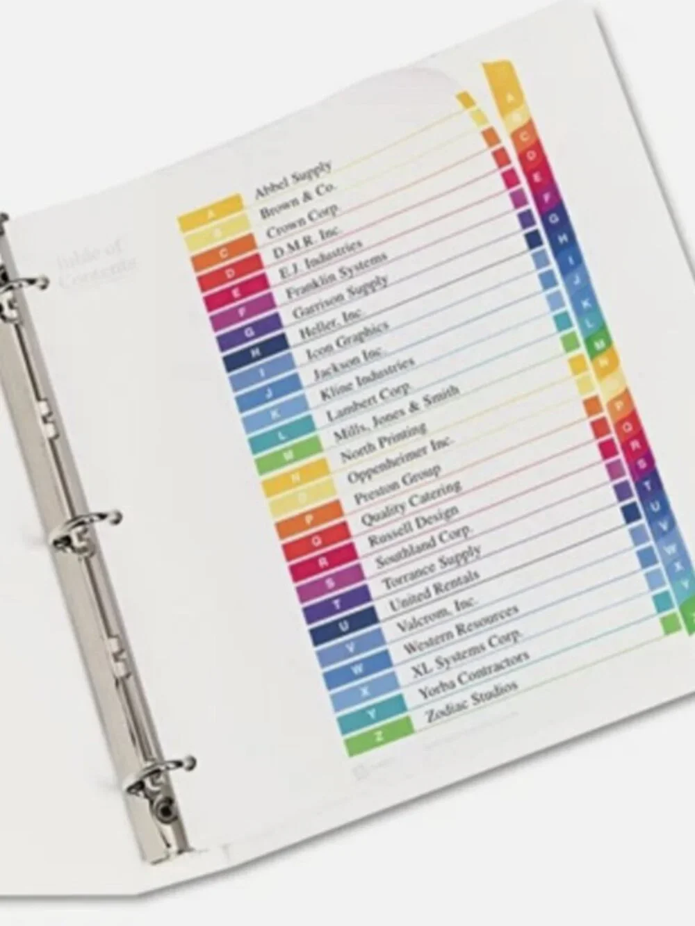 Avery Ready Index Customizable A-Z 26-Tab Table of Contents Multicolor Index Div